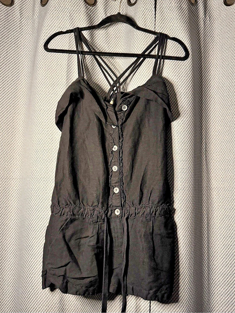 Jolt Black Button Up Romper- S